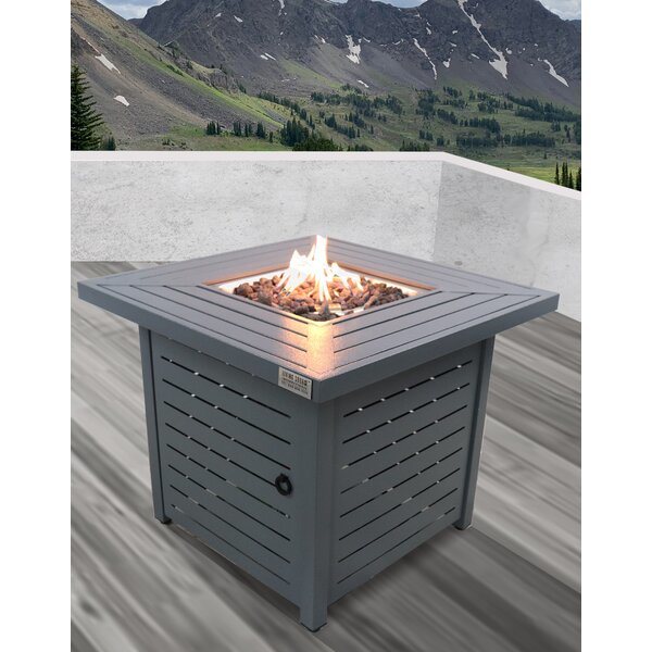 Living Source International 25" H Steel Outdoor Fire Pit Table with Lid ( Grey ) Doba